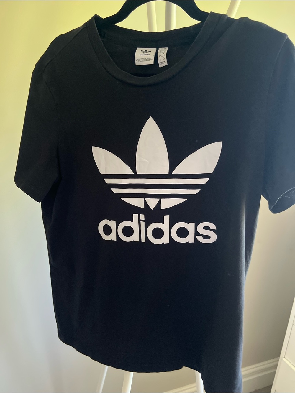 adidas Black Short Sleeve Tee with White Trefoil Logo